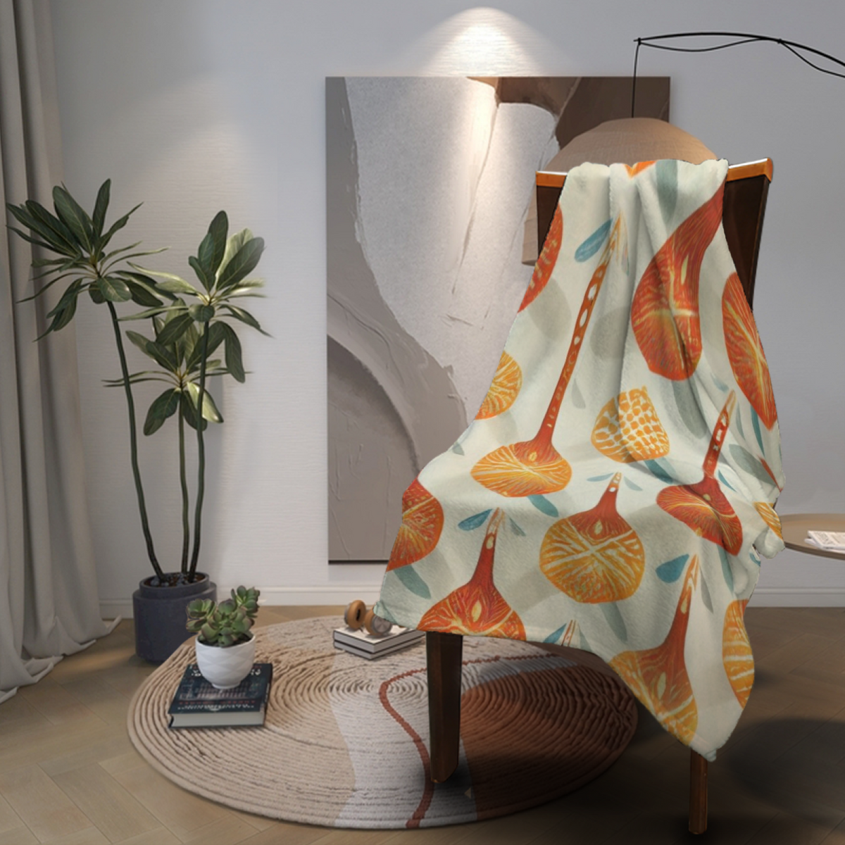 Dewdrop Whisper Inspired Cozy Flannel Bed Blanket ¨C Earthy Neutral Palette