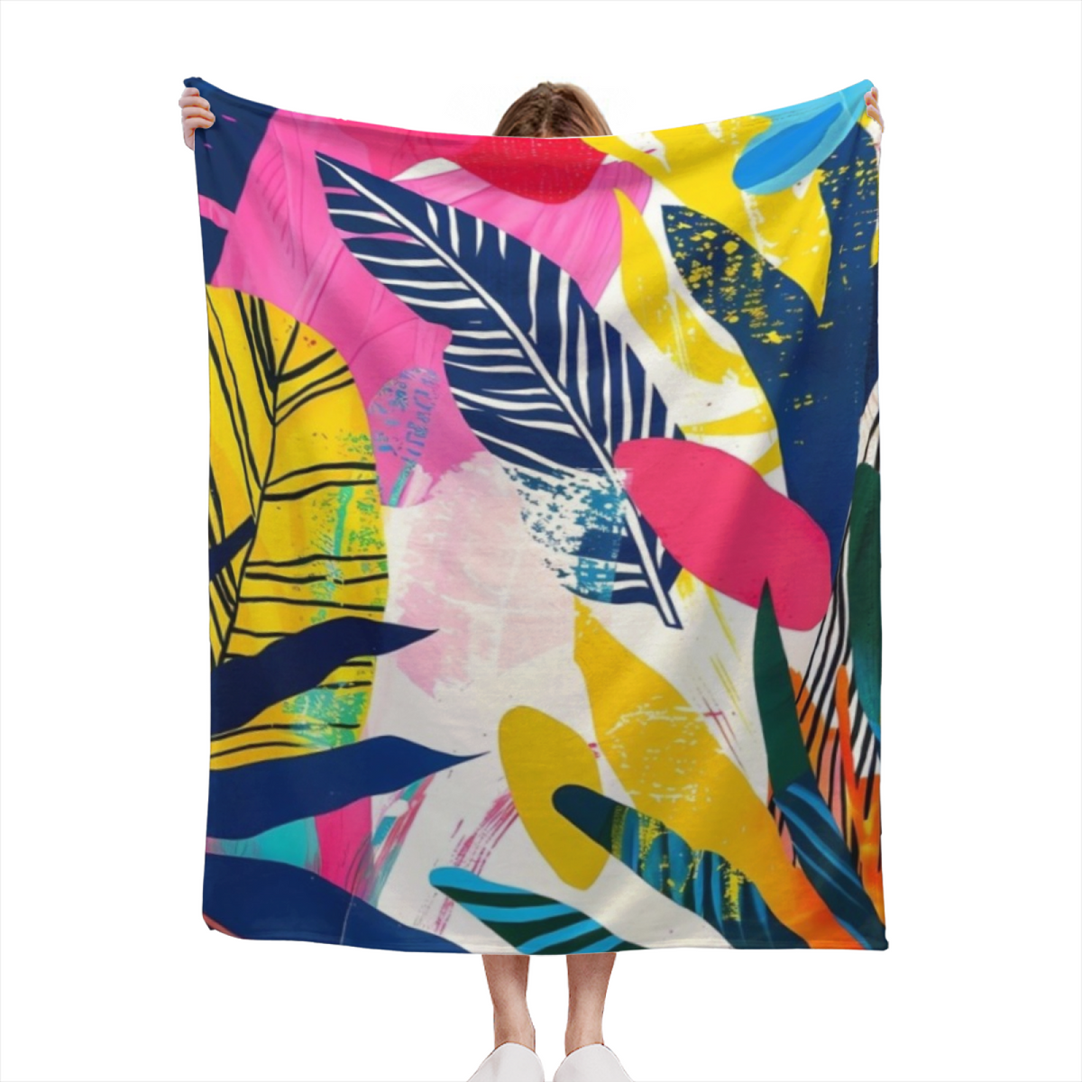 Coral Mosaic Playful Pattern Plush Flannel Throw