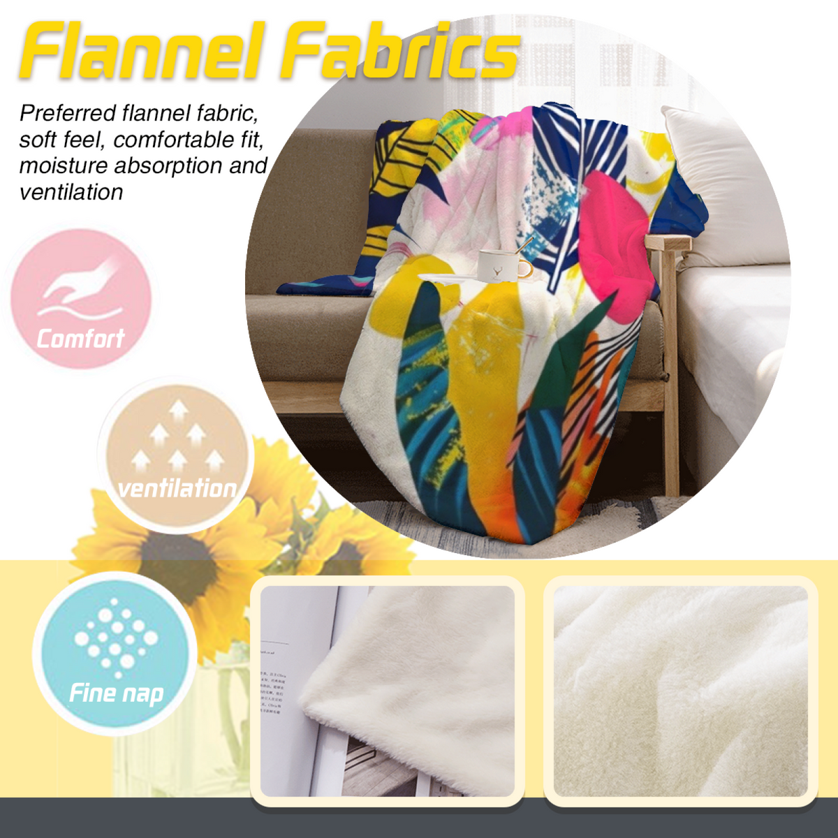 Coral Mosaic Playful Pattern Plush Flannel Throw