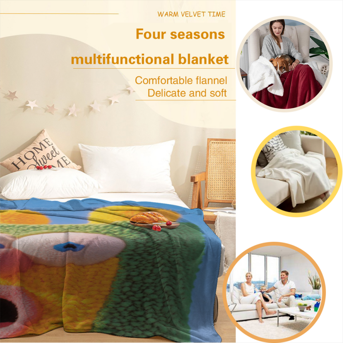 Colorful Graphic Art Throw Blanket ¨C Contemporary Decorative Cozy Blanket