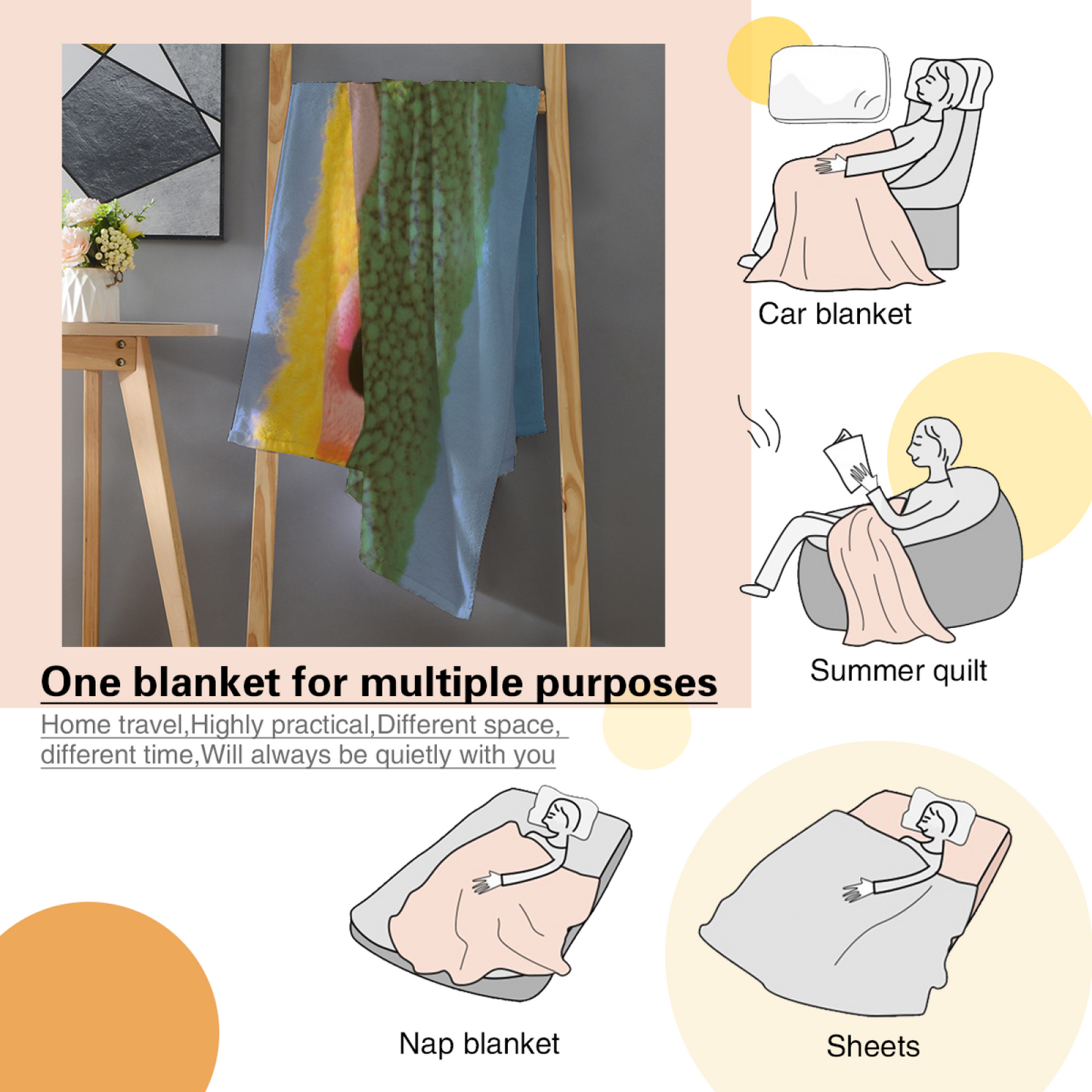 Colorful Graphic Art Throw Blanket ¨C Contemporary Decorative Cozy Blanket