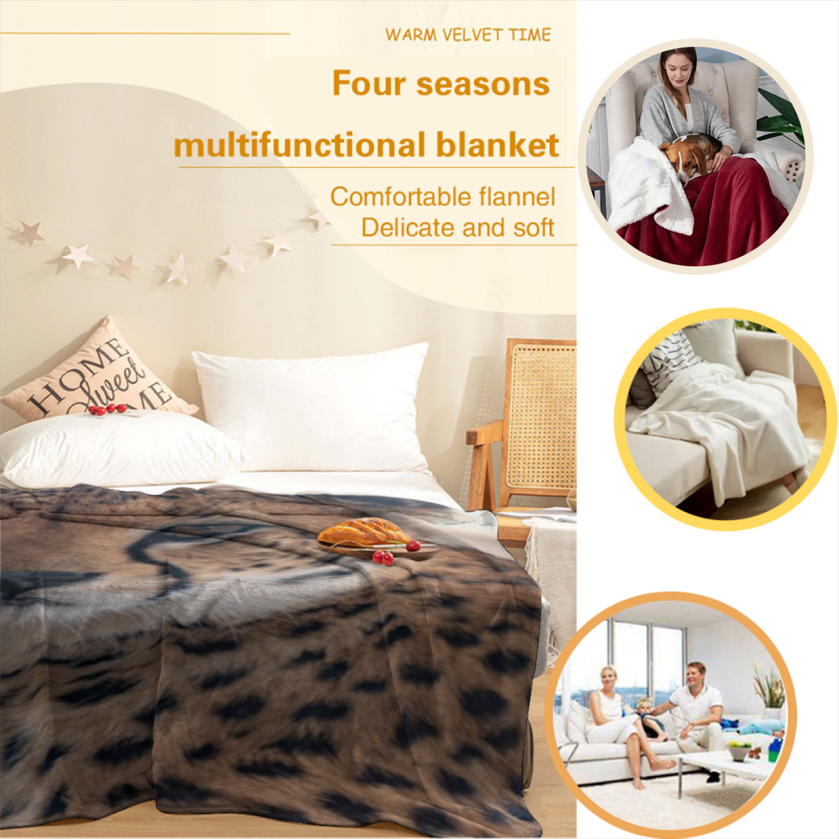 Moonlit Trail Bohemian Pattern All-Season Flannel Blanket
