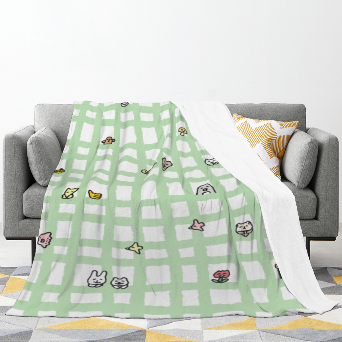 Luminous Spectrum Inspired Flannel Sofa Throw ¨C Creamy Ivory Palette