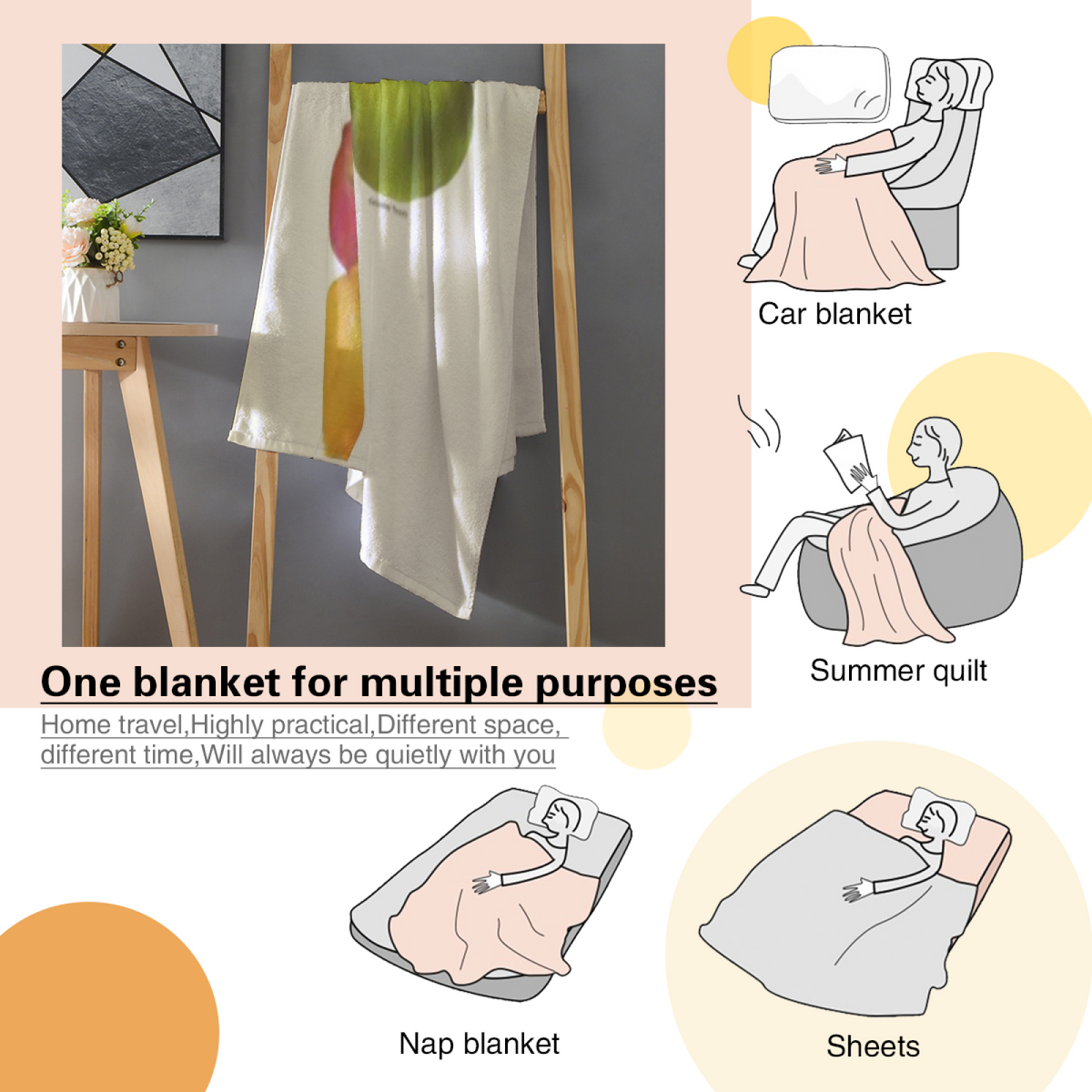 Flannel Throw Blanket with Marigold Spectrum Cozy Cottage Artwork