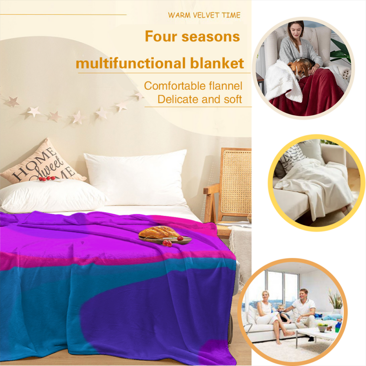 Desert Hearth Home Accent Soft Flannel Blanket ¨C Warm Coral