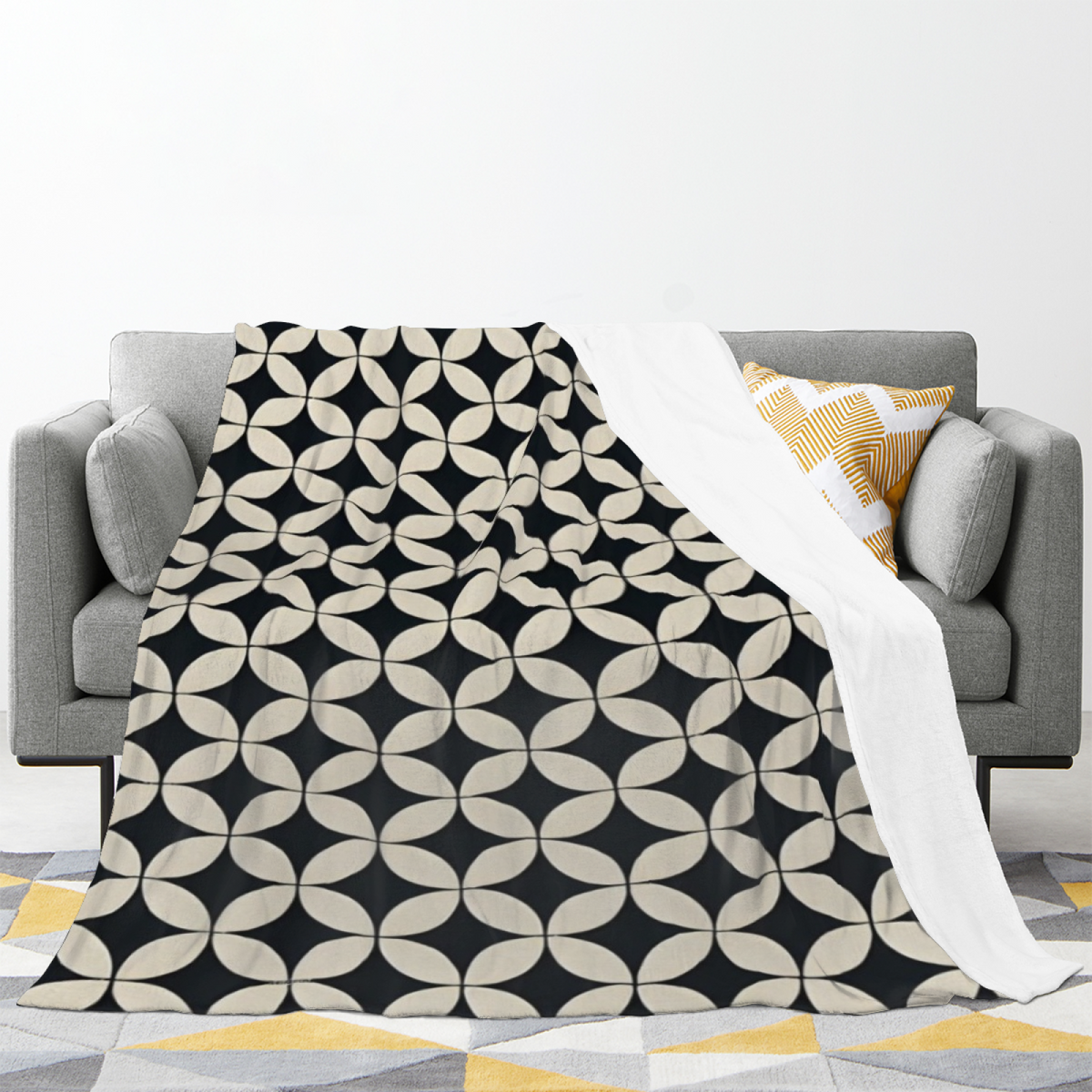 Enchanted Sonnet Expressive Print Cozy Flannel Bed Blanket in Soft Neutral