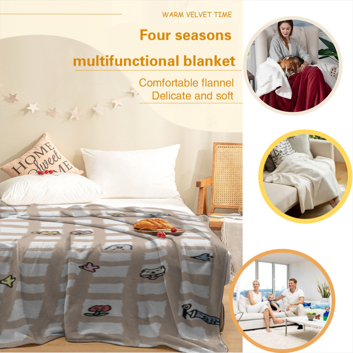 Creamy Ivory Opaline Galaxy Lightweight Flannel Throw ¨C Contemporary Pattern
