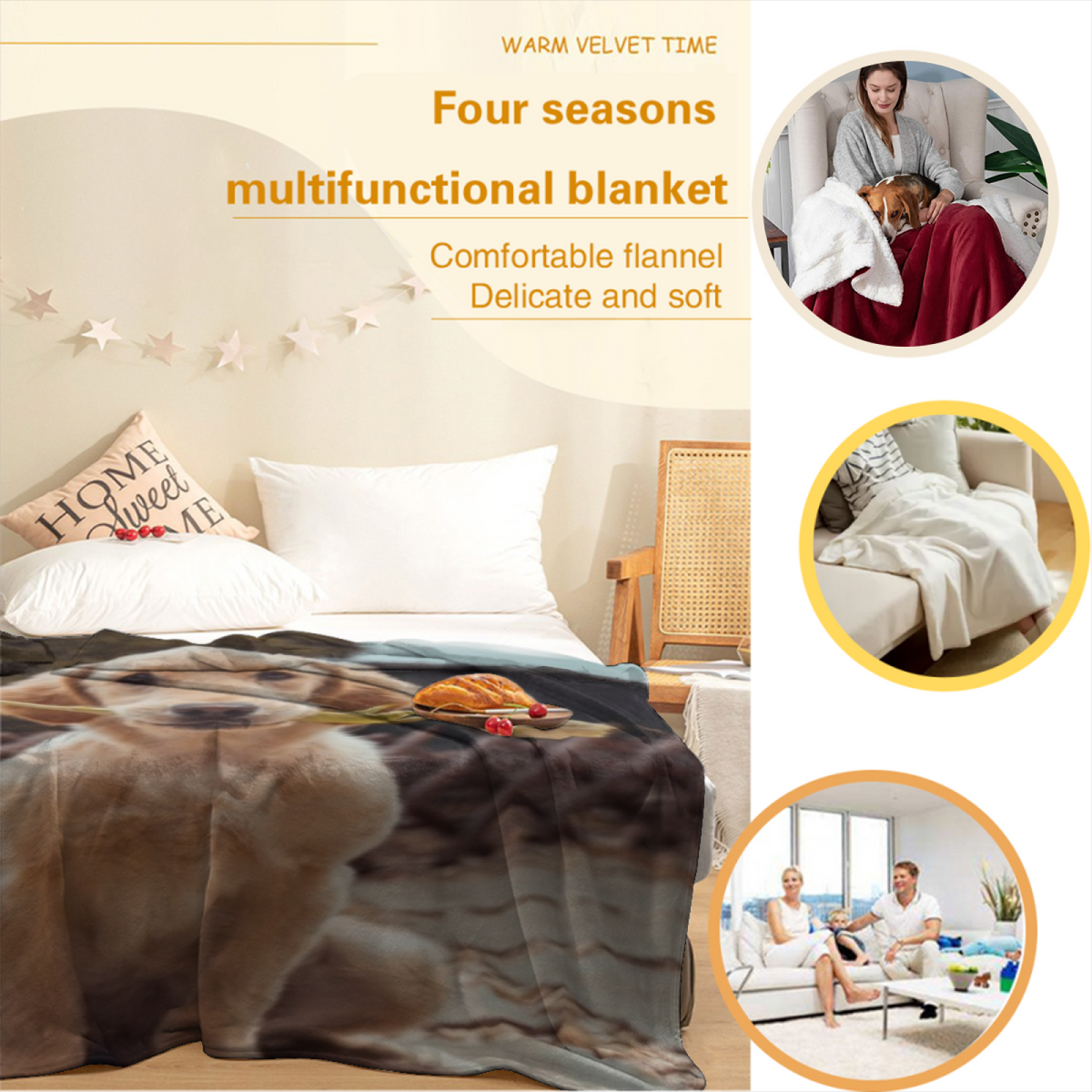 Soft Minimalist All-Season Flannel Blanket ¨C Burnished Carnival Collection