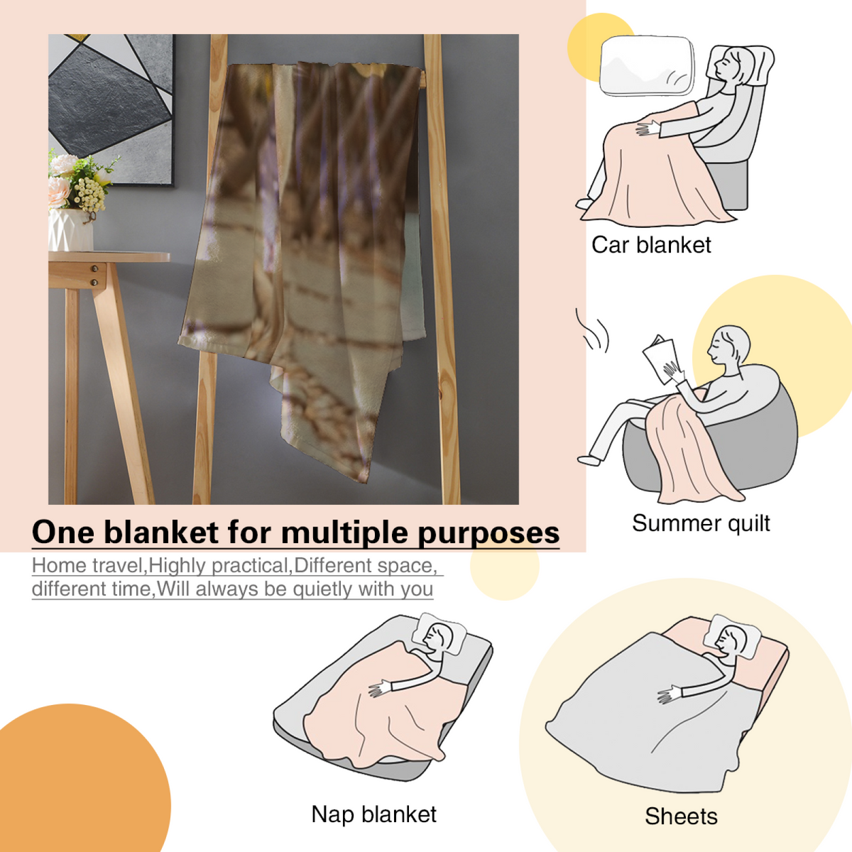 Soft Minimalist All-Season Flannel Blanket ¨C Burnished Carnival Collection