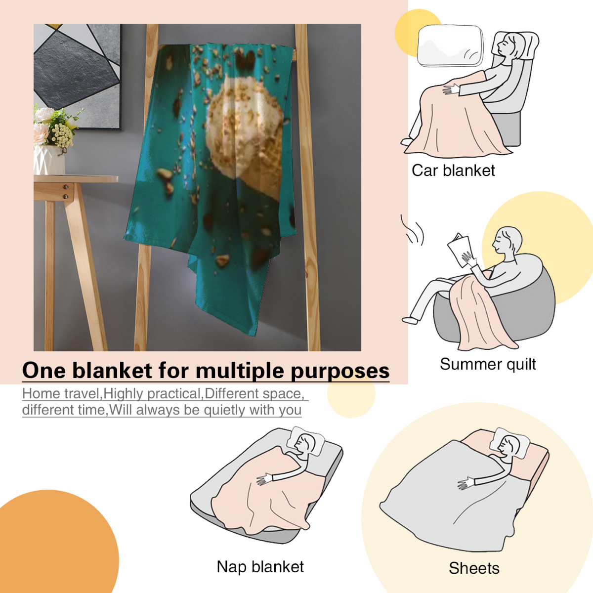 Flannel Throw Blanket with Mossy Wander Cozy Cottage Artwork