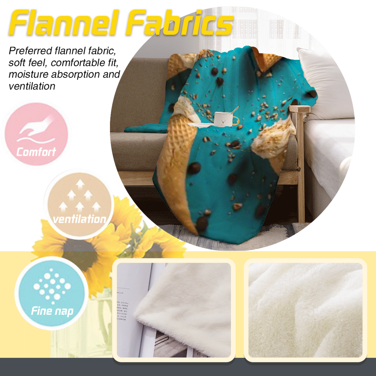 Flannel Throw Blanket with Mossy Wander Cozy Cottage Artwork