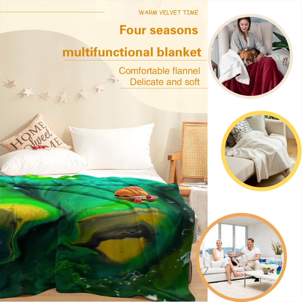 Earthy Neutral Dewdrop Nectar Soft Flannel Blanket ¨C Contemporary Pattern