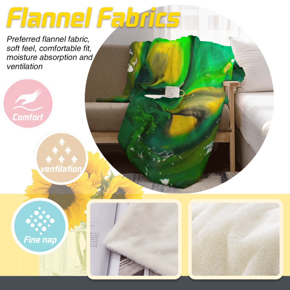 Earthy Neutral Dewdrop Nectar Soft Flannel Blanket ¨C Contemporary Pattern