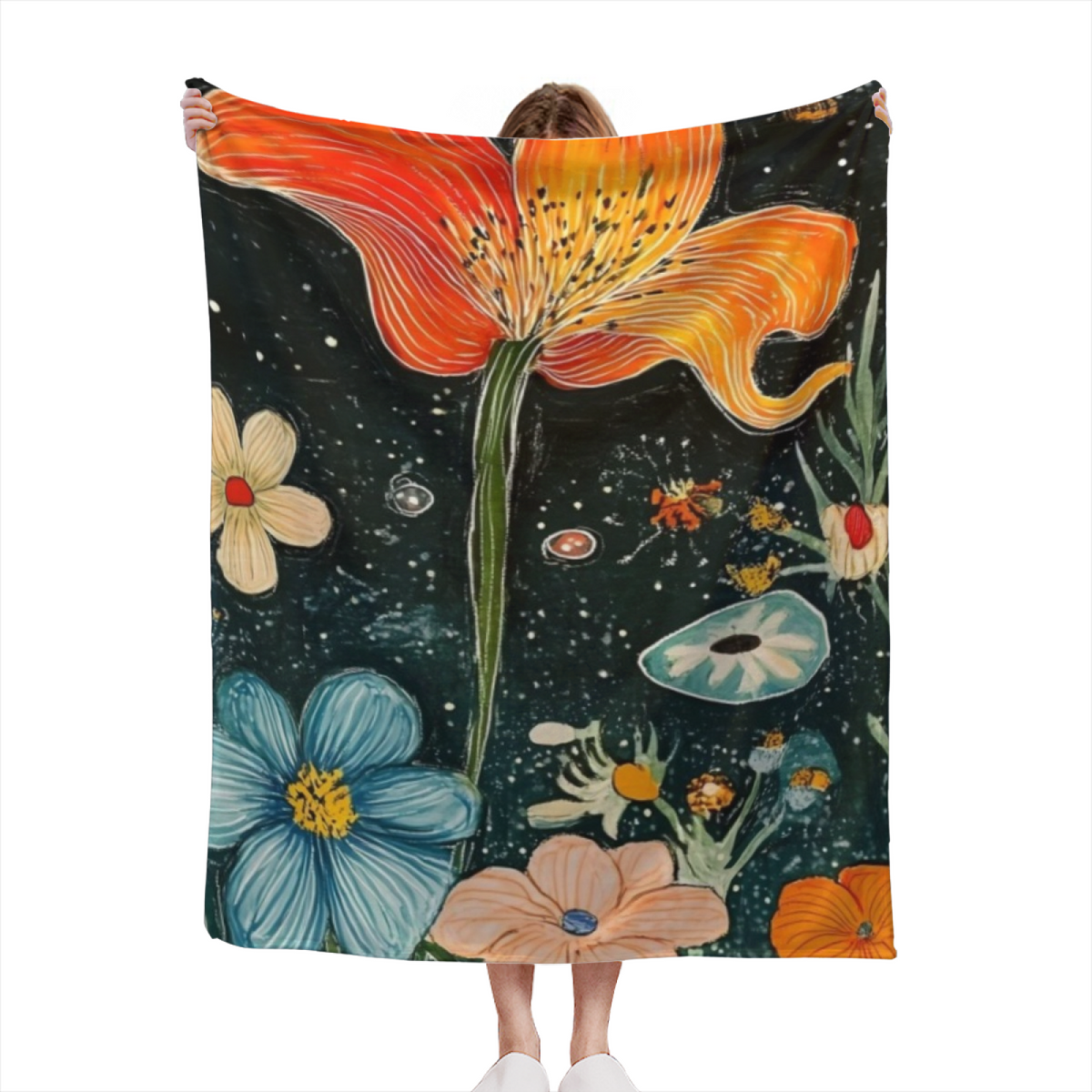 Terracotta Muse Soft Neutral Statement Cozy Flannel Bed Blanket