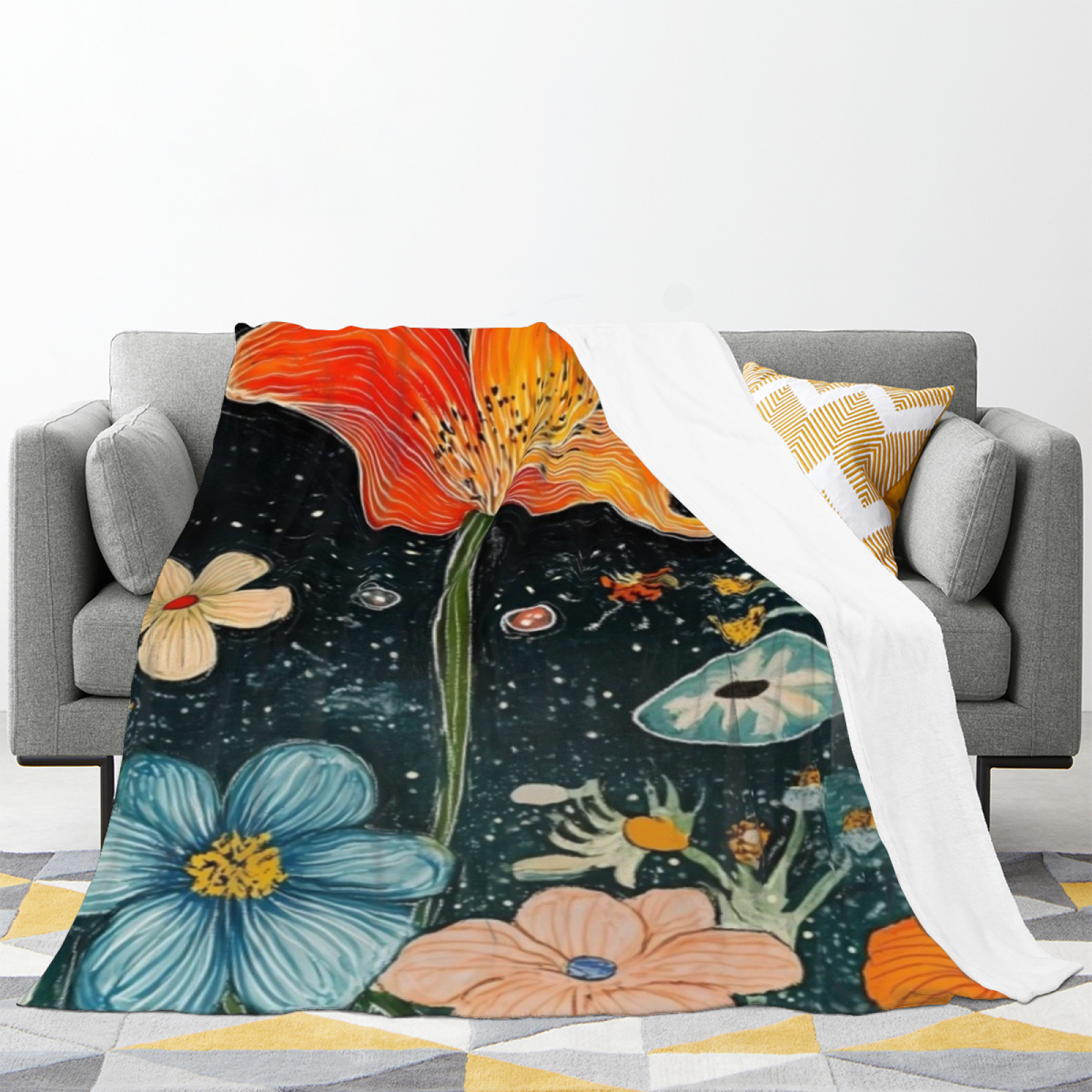 Terracotta Muse Soft Neutral Statement Cozy Flannel Bed Blanket