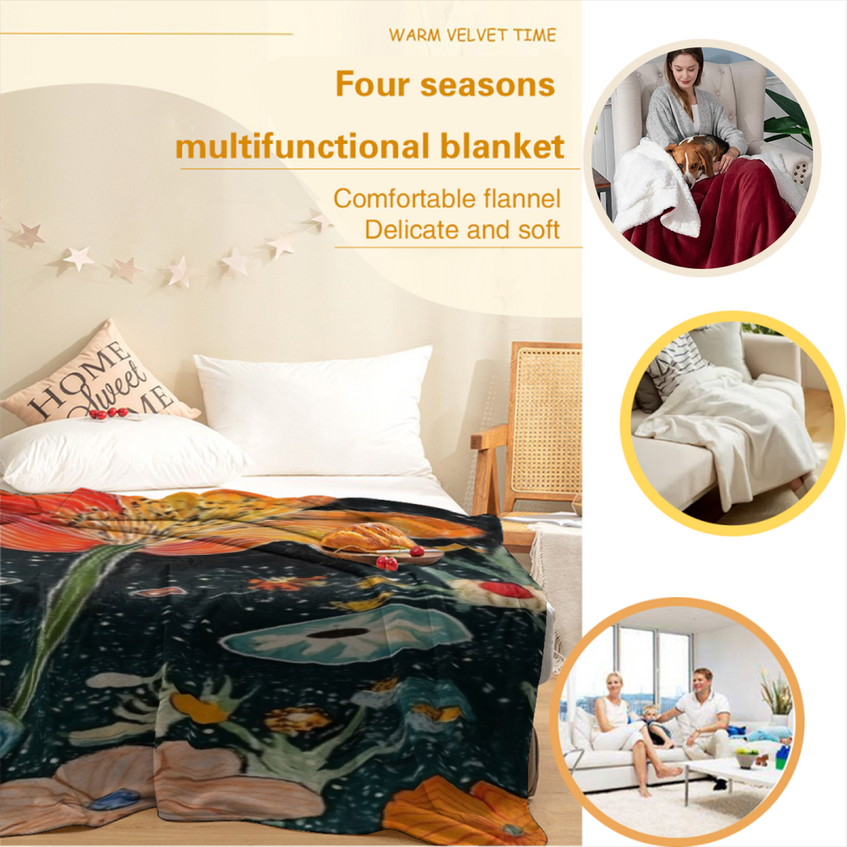 Terracotta Muse Soft Neutral Statement Cozy Flannel Bed Blanket