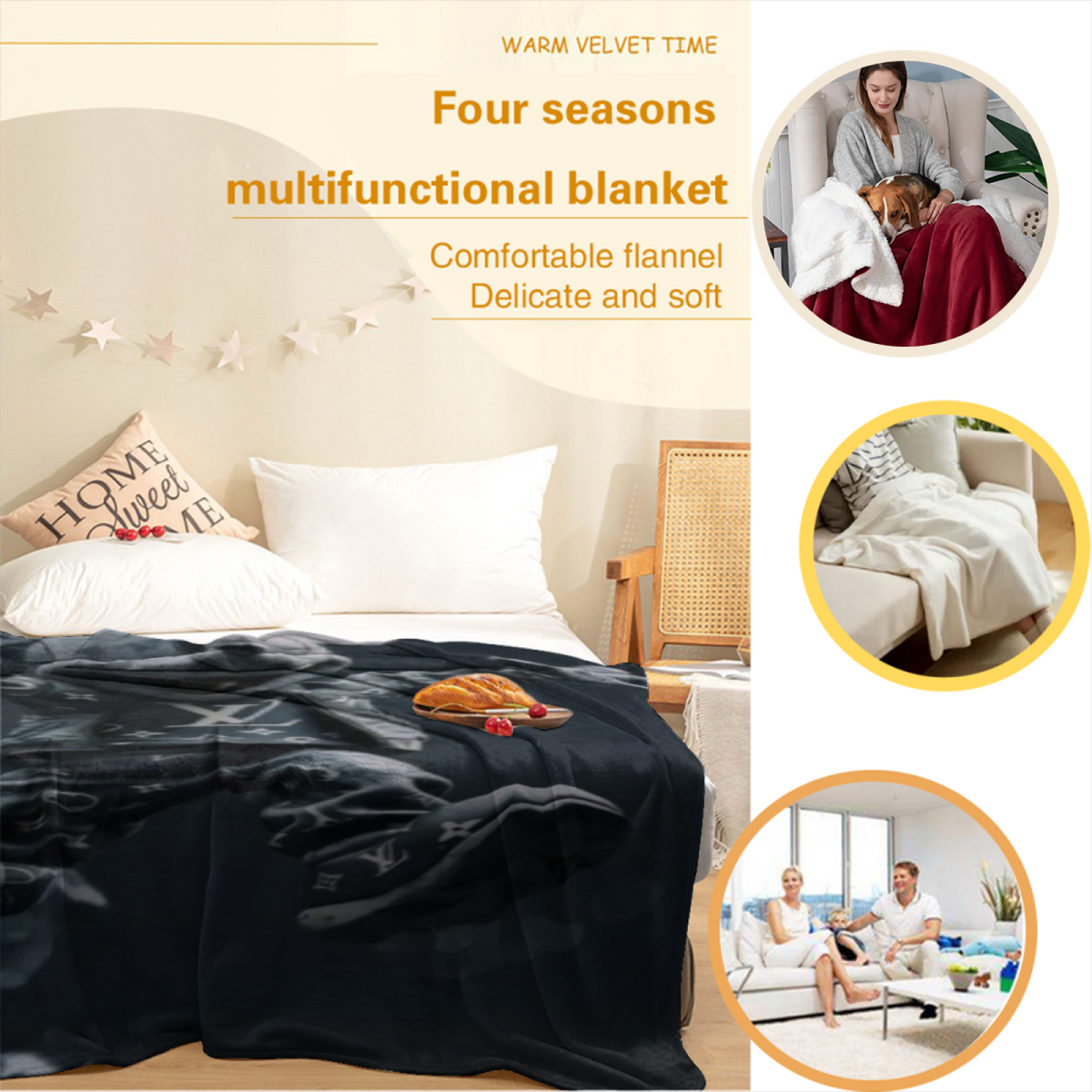 Electric & Flora Playful Graphic All-Season Flannel Blanket