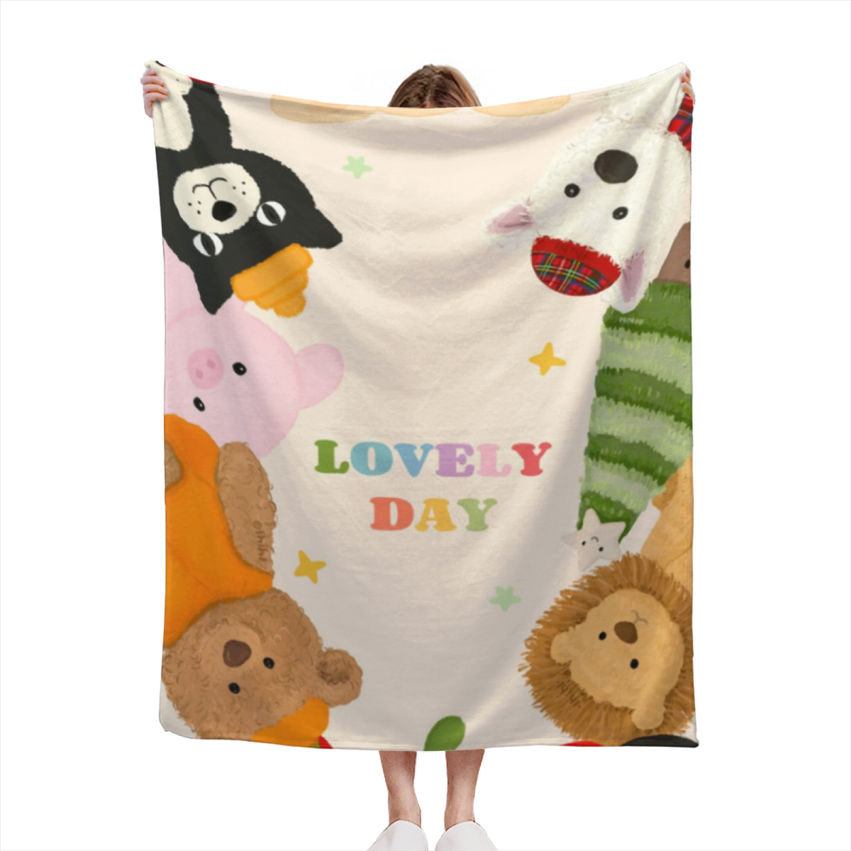 Eclectic Design Festival Wander Pastel Multicolor Cozy Flannel Bed Blanket