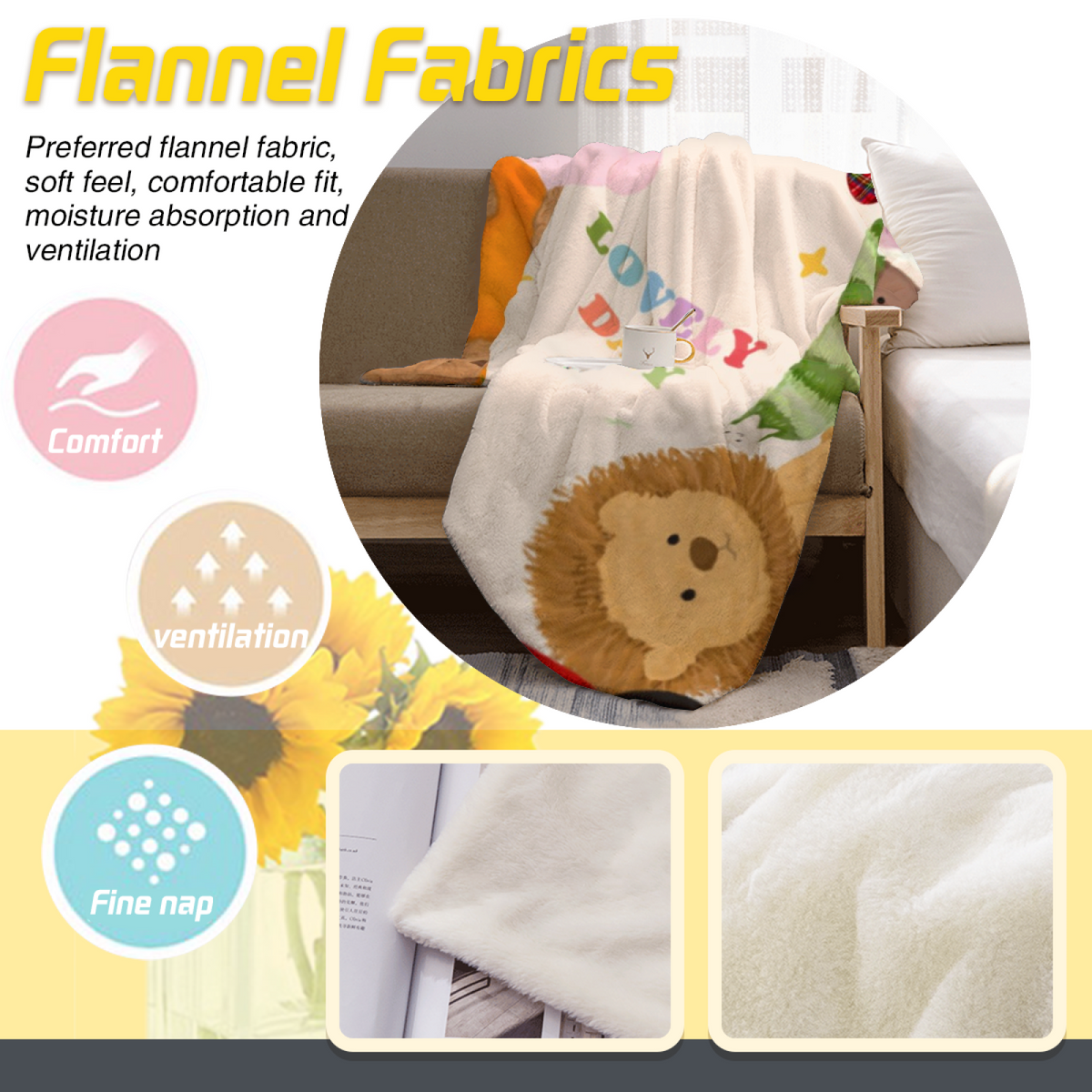 Eclectic Design Festival Wander Pastel Multicolor Cozy Flannel Bed Blanket