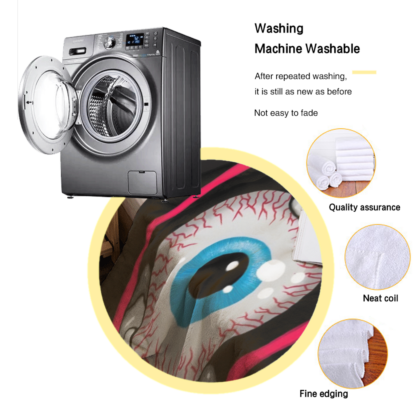Giant Eye and Teeth Flannel Throw Blanket ¨C Bold Horror Mouth Graphic