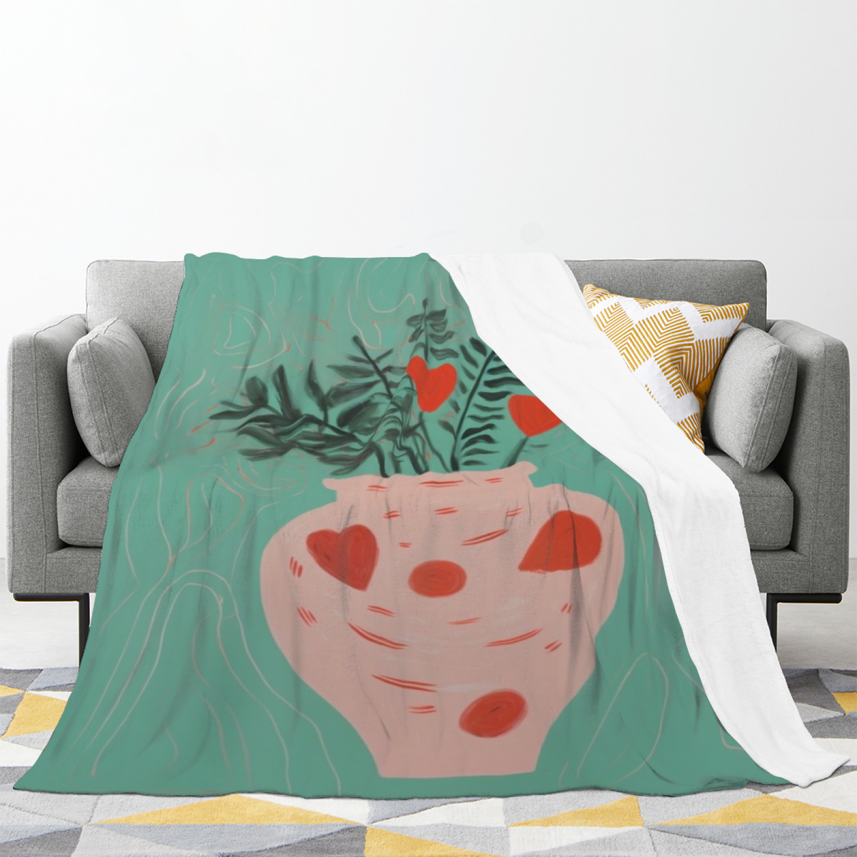 Flannel Throw Blanket with Oceanic Nectar Cozy Cottage Artwork