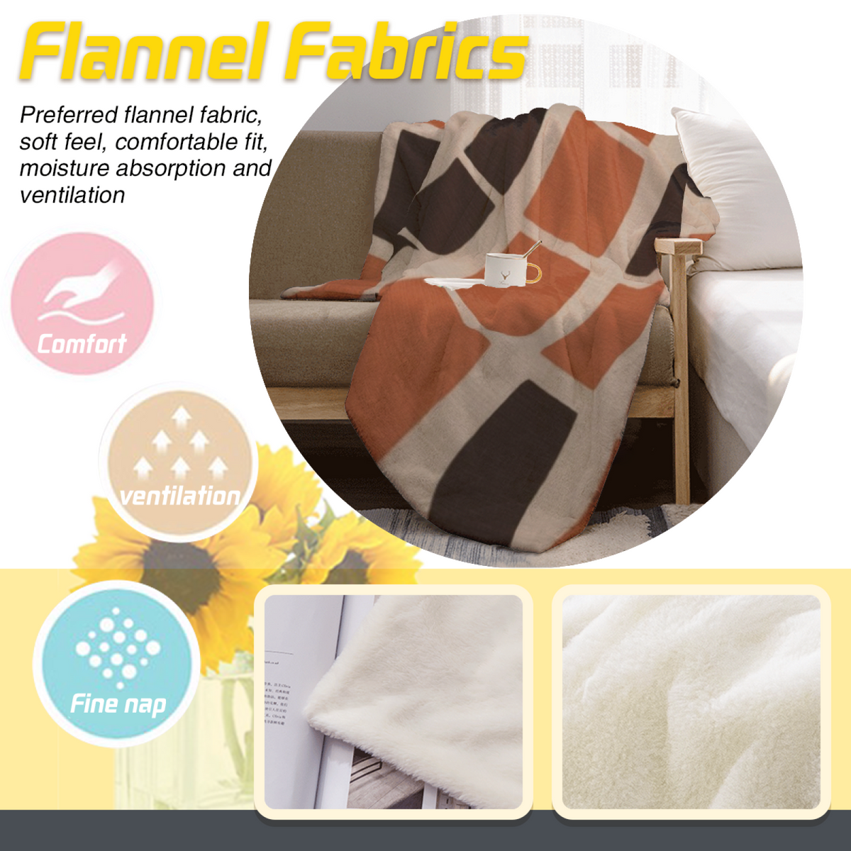 Soft Minimalist All-Season Flannel Blanket ¨C Lagoon Cove Collection