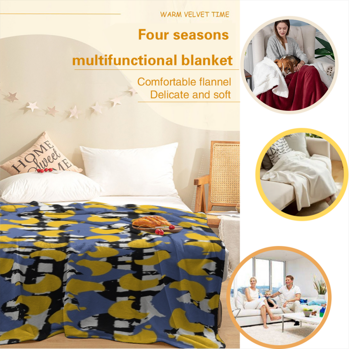 Rich Multicolor Whimsical Decor All-Season Flannel Blanket ¨C Copper Ripple Edition