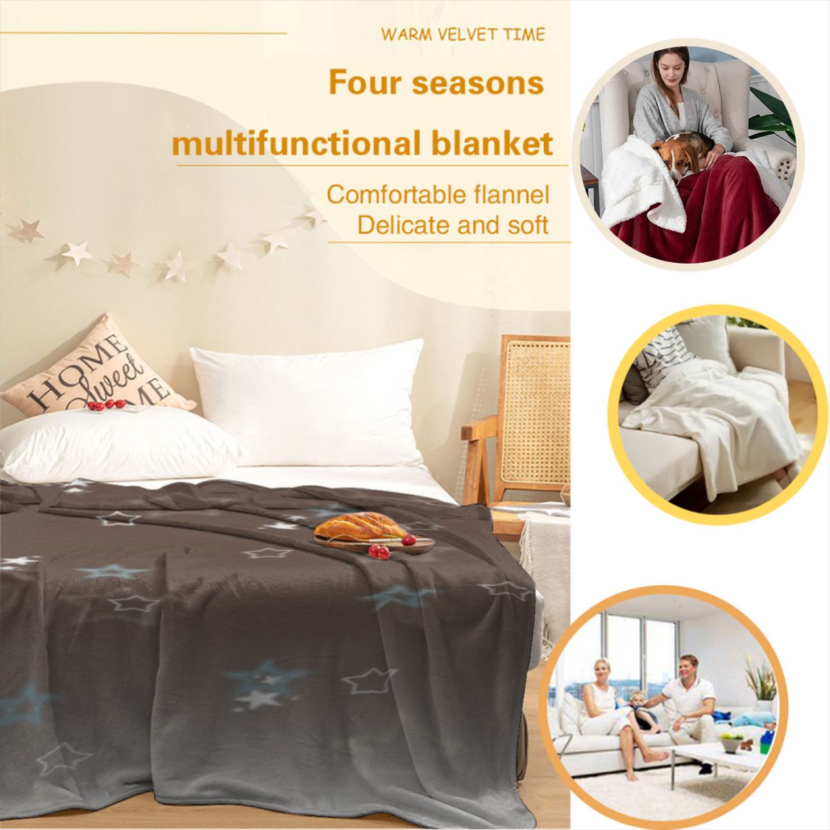 Breezy Valley Soft Neutral Modern Art Decorative Flannel Blanket