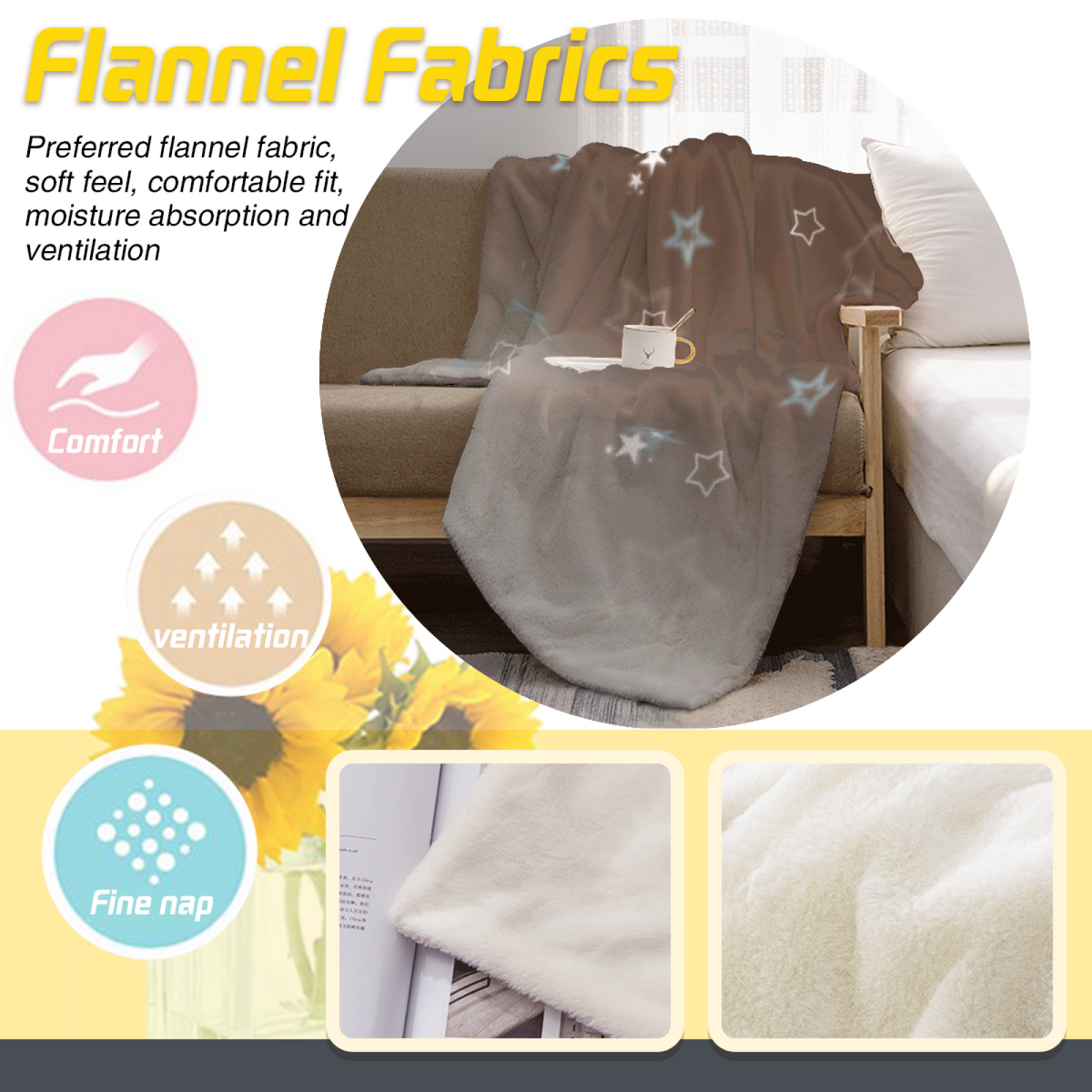 Breezy Valley Soft Neutral Modern Art Decorative Flannel Blanket