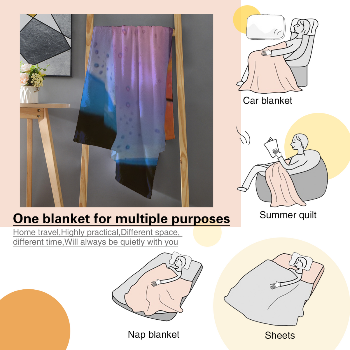 Decorative Flannel Blanket with Misty Blossom Cozy Cottage Artwork