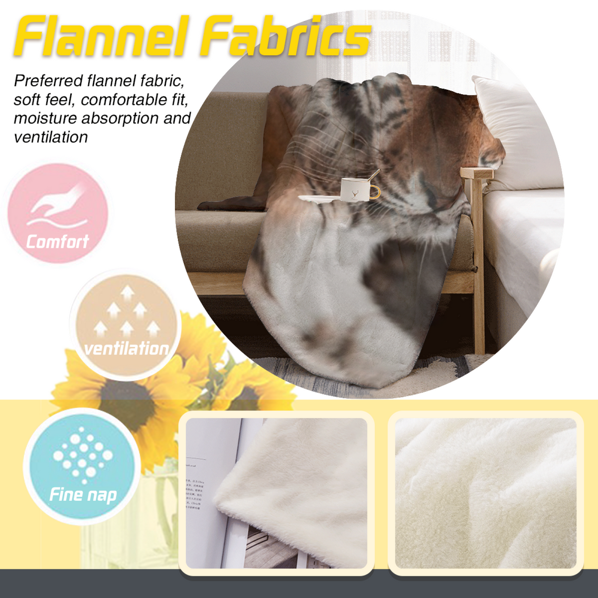 Soft Neutral Velvet Haven Flannel Throw Blanket