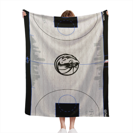 Dallas Mavericks-Inspired Basketball Court Flannel Throw Blanket ¨C Blue and Black Team Design