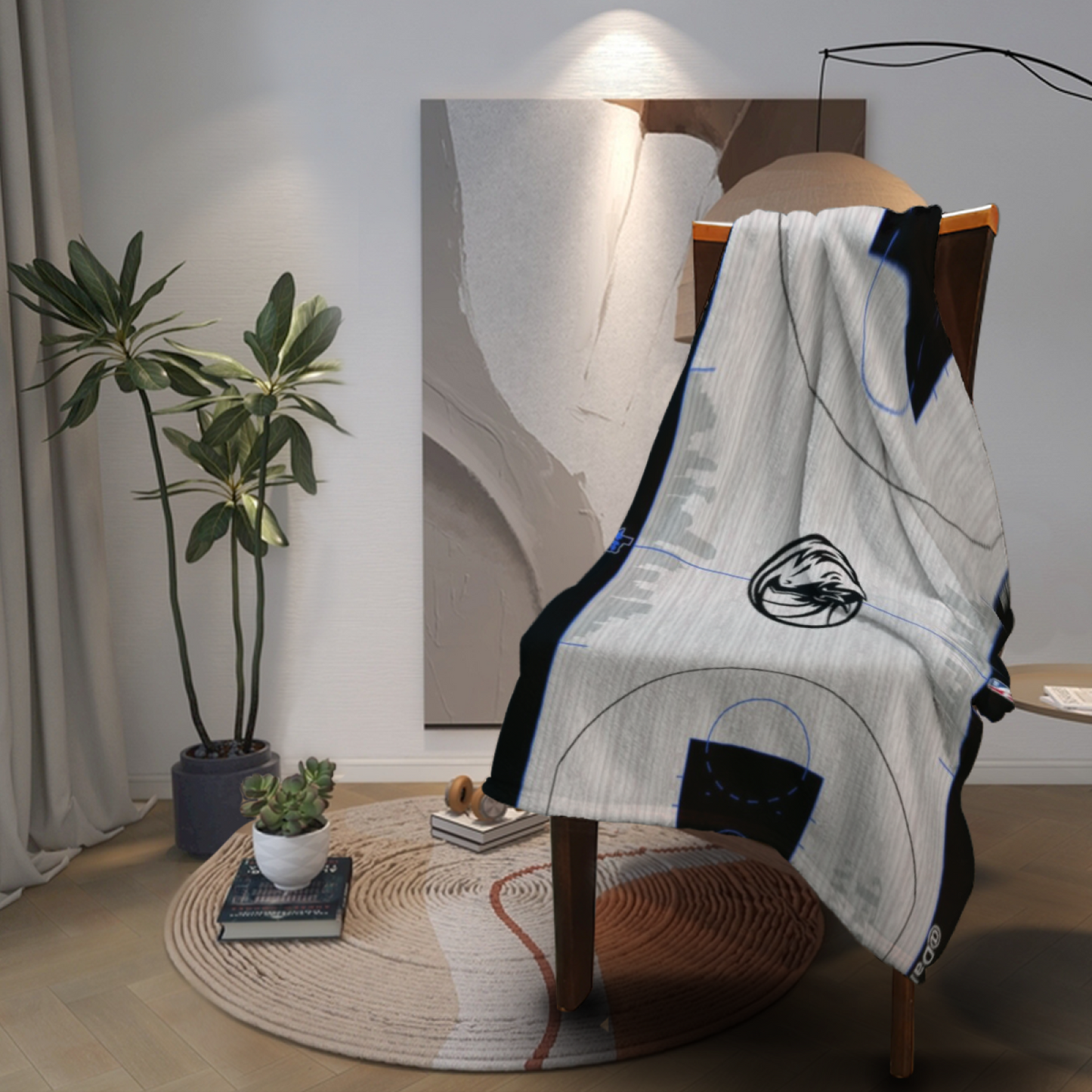 Dallas Mavericks-Inspired Basketball Court Flannel Throw Blanket ¨C Blue and Black Team Design