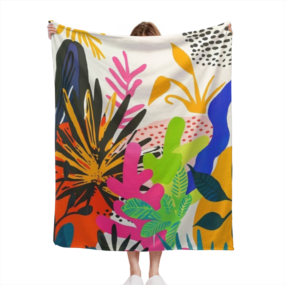 Earthy Multicolor Silver Meadow Lightweight Flannel Throw