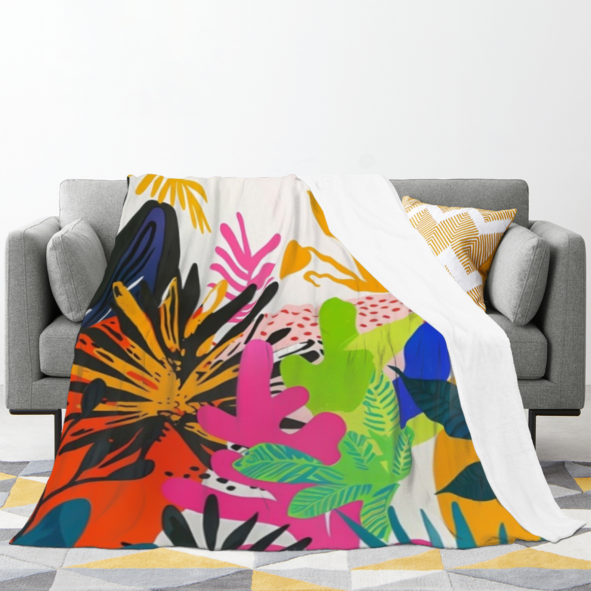 Earthy Multicolor Silver Meadow Lightweight Flannel Throw
