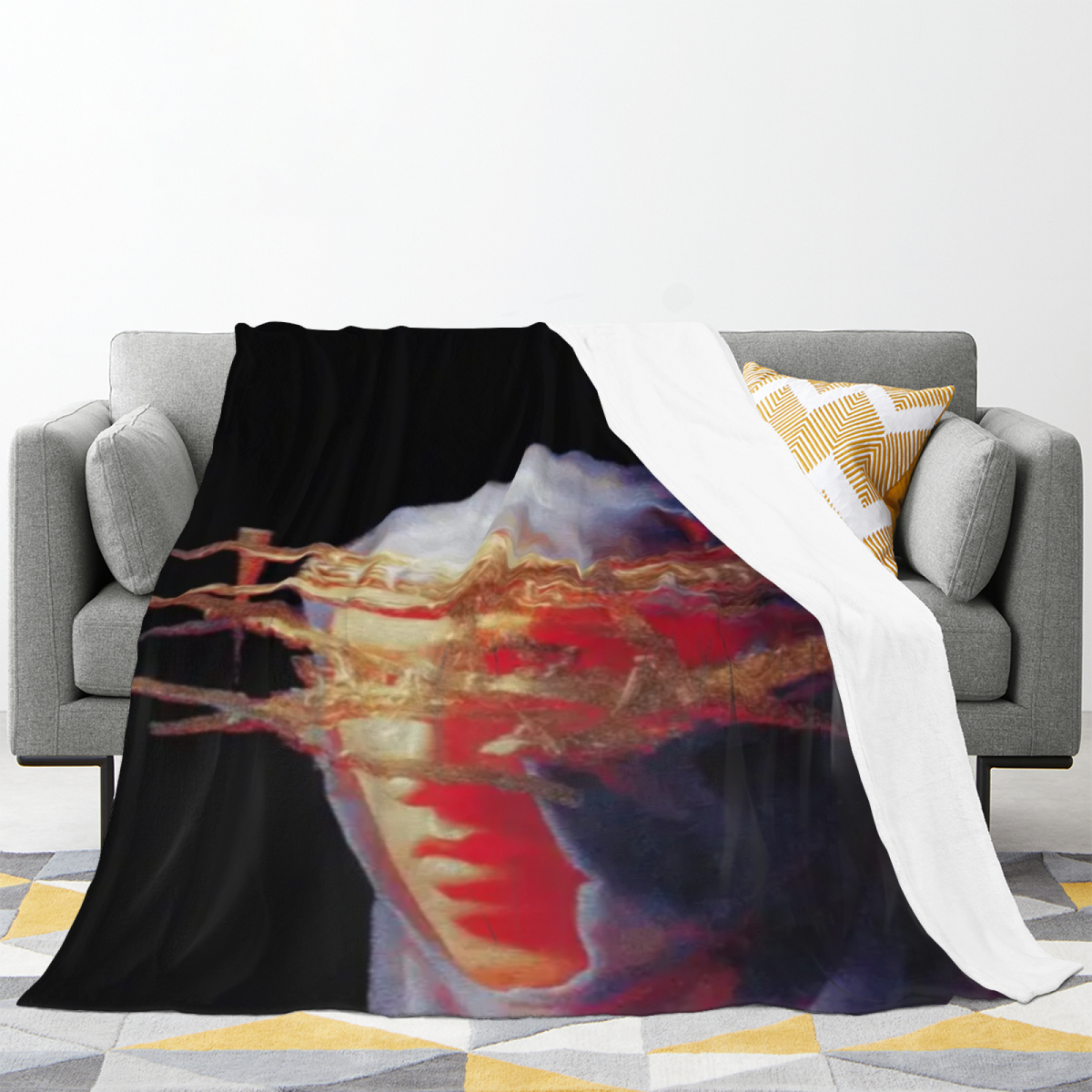 Flannel Throw Blanket with Enchanted Ripple Cozy Cottage Artwork