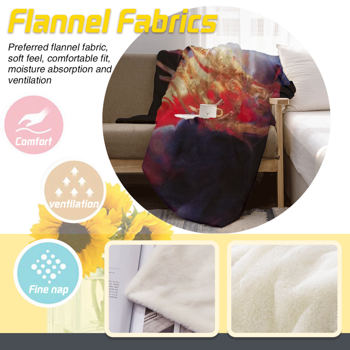 Flannel Throw Blanket with Enchanted Ripple Cozy Cottage Artwork