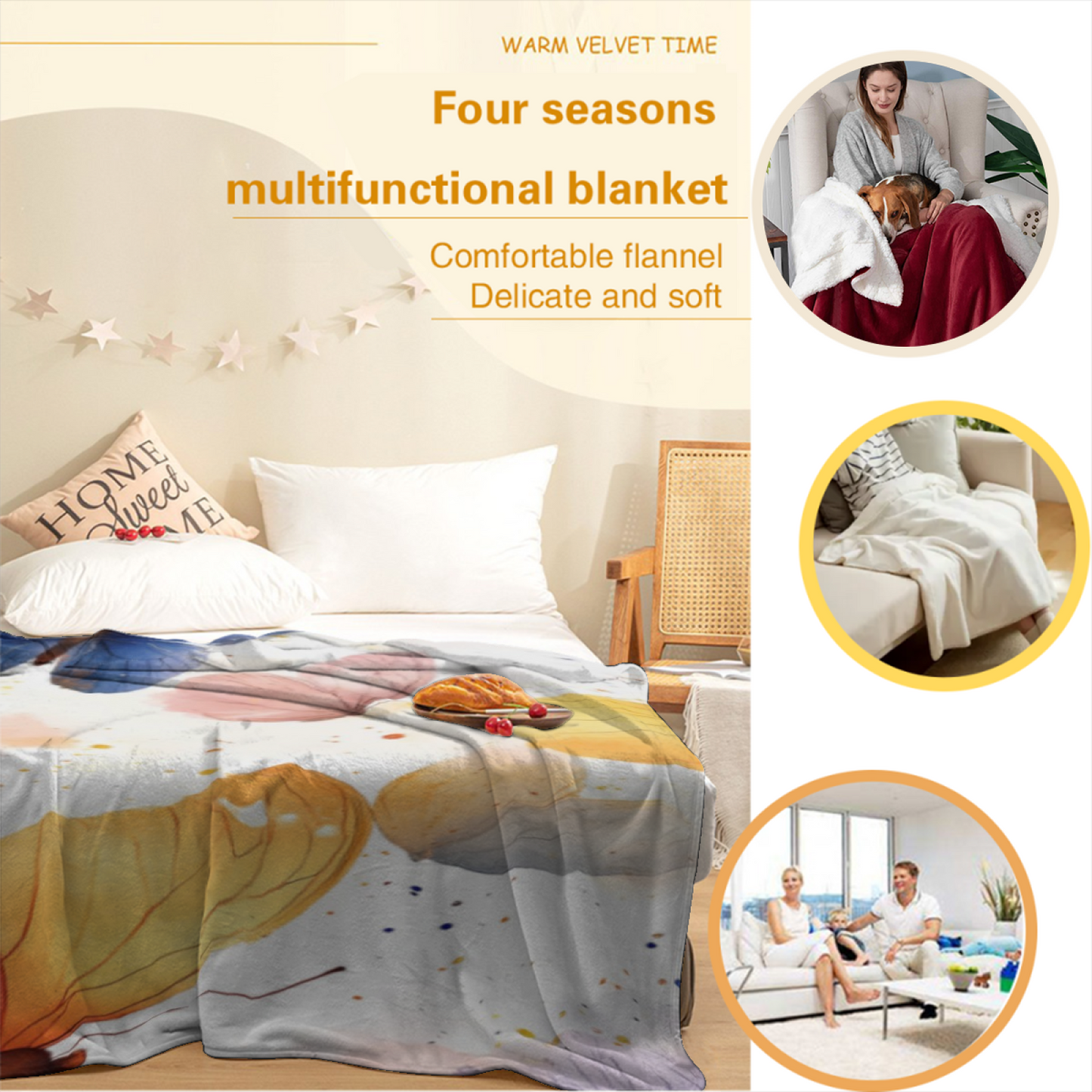 Colorful Artistic Throw Blanket ¨C Modern Graphic Decorative Cozy Home Blanket