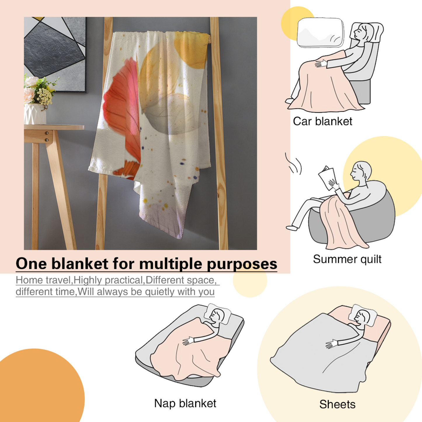 Colorful Artistic Throw Blanket ¨C Modern Graphic Decorative Cozy Home Blanket