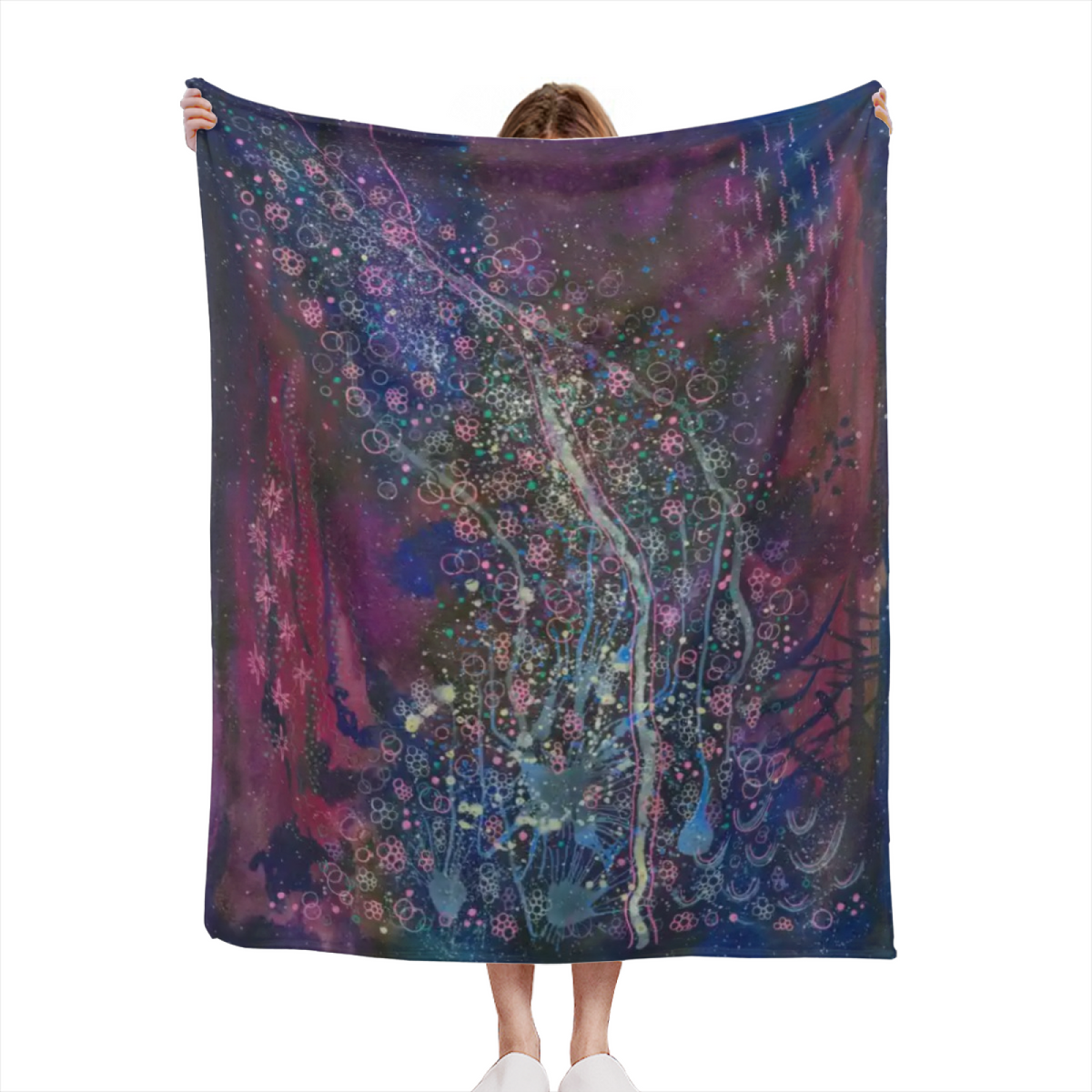 Flannel Throw Blanket with Burnished Petal Cozy Cottage Artwork