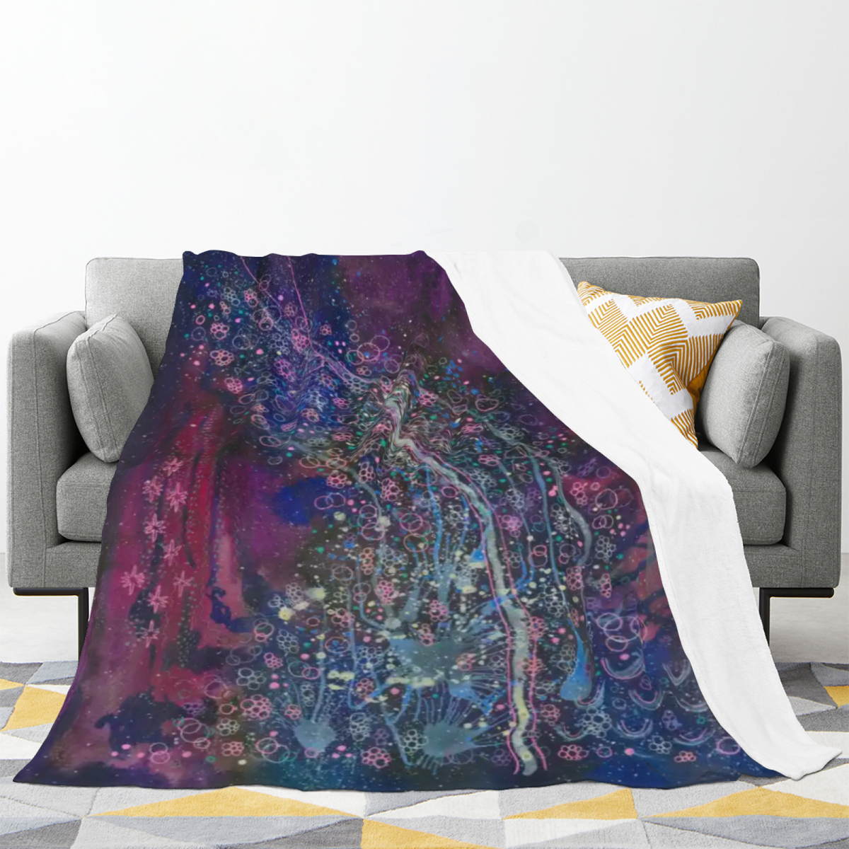 Flannel Throw Blanket with Burnished Petal Cozy Cottage Artwork