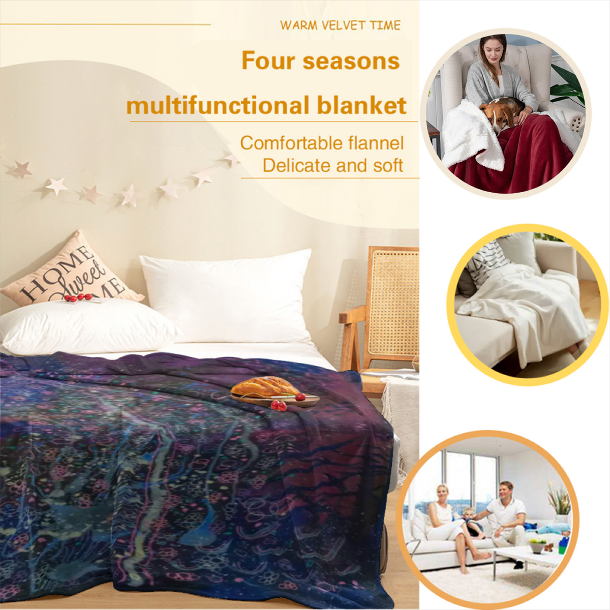 Flannel Throw Blanket with Burnished Petal Cozy Cottage Artwork