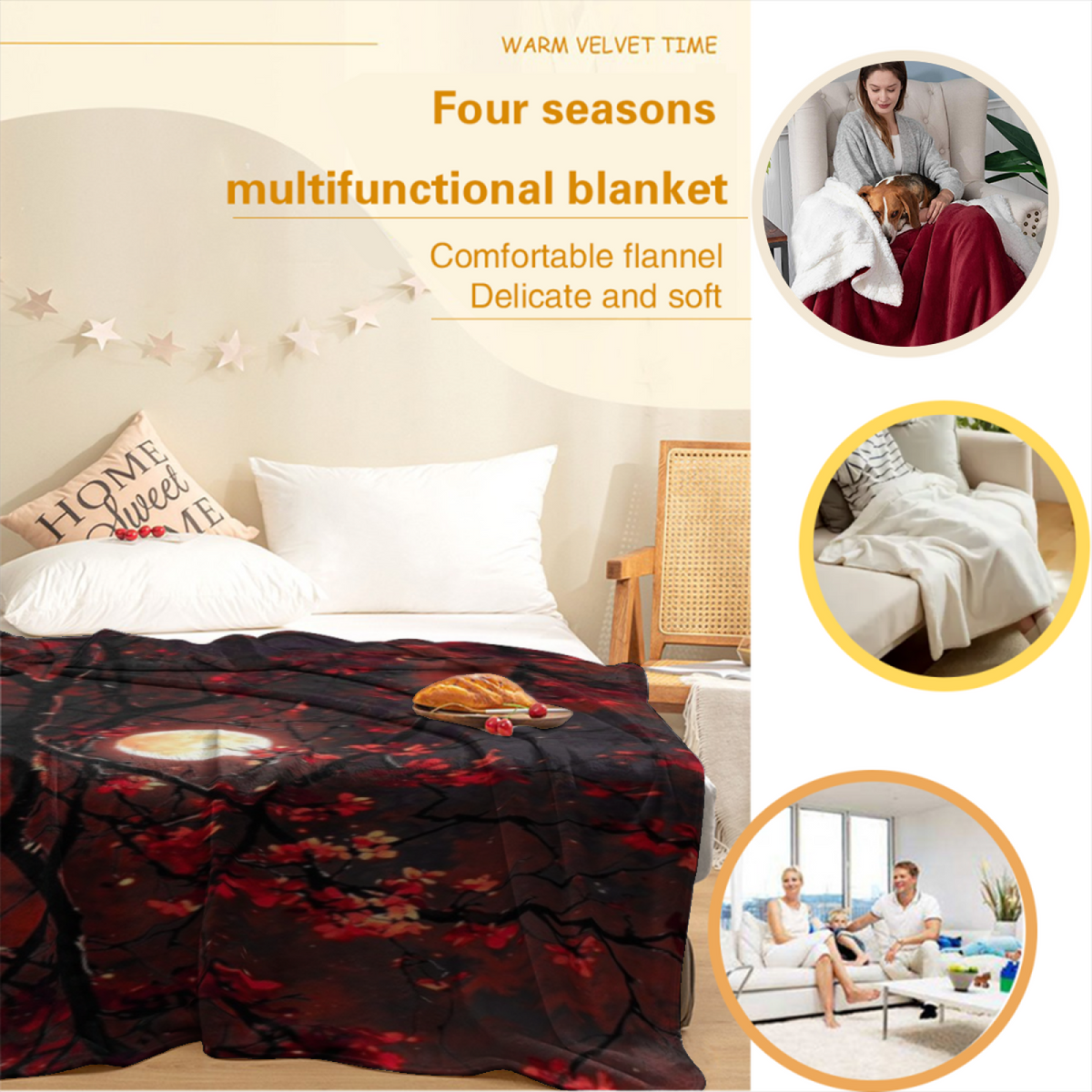 Rustic Mosaic Soft Flannel Blanket in Rich Multicolor