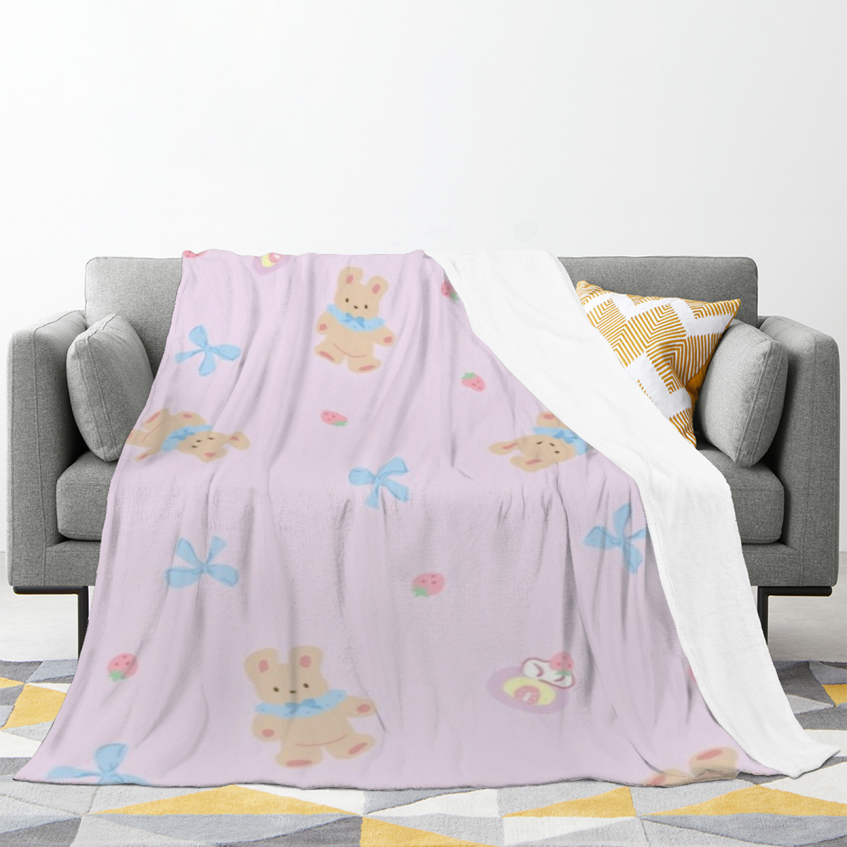 Eclectic Design Dewdrop Fable Creamy Ivory Cozy Flannel Bed Blanket
