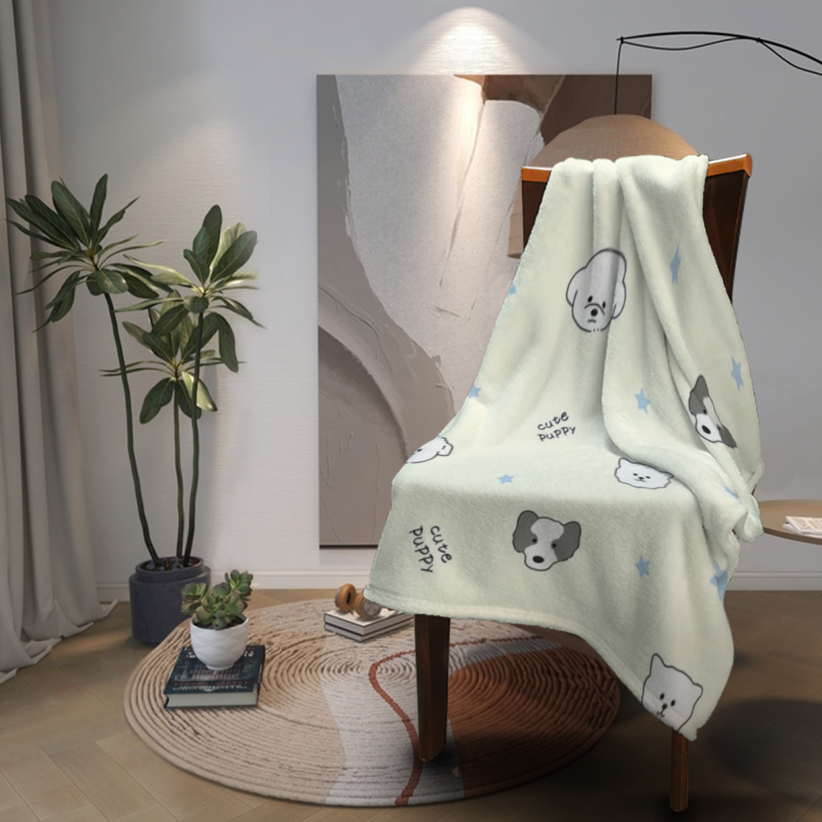 Seaside Sanctuary Home Accent Soft Flannel Blanket ¨C Creamy Ivory