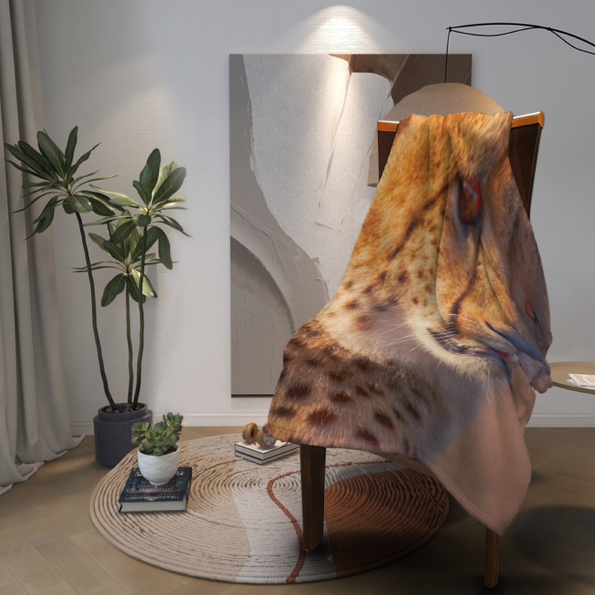Earthy Neutral Cosmic Flora Lightweight Flannel Throw ¨C Contemporary Pattern