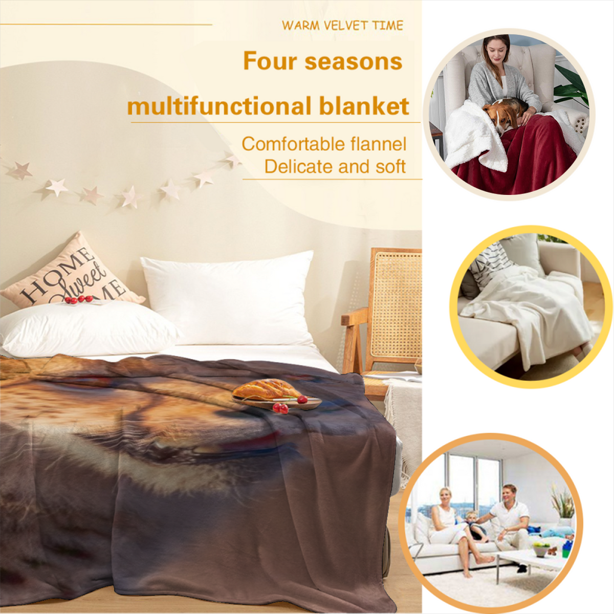 Earthy Neutral Cosmic Flora Lightweight Flannel Throw ¨C Contemporary Pattern