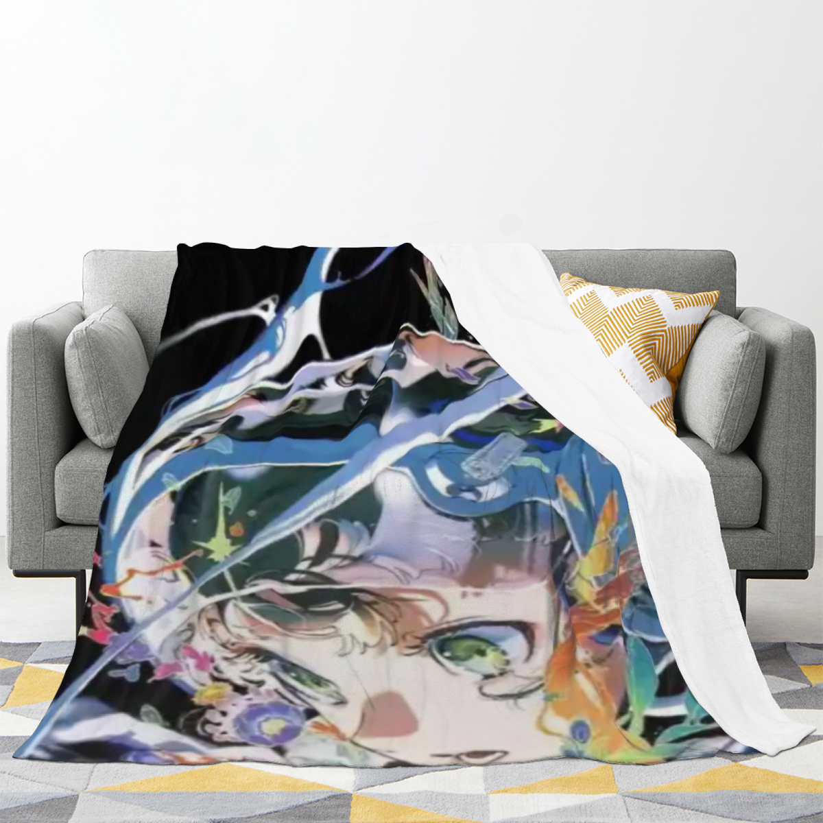 Flannel Throw Blanket with Lagoon Picnic Cozy Cottage Artwork