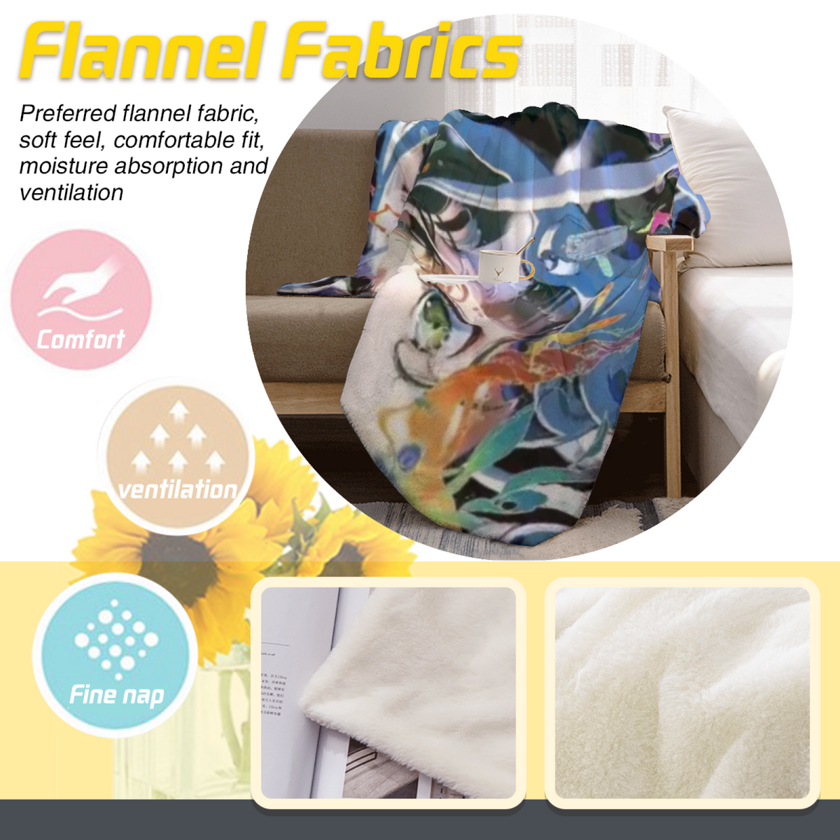 Flannel Throw Blanket with Lagoon Picnic Cozy Cottage Artwork