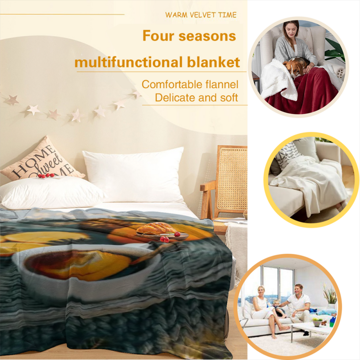Soft Minimalist Plush Flannel Throw ¨C Breezy Flora Collection